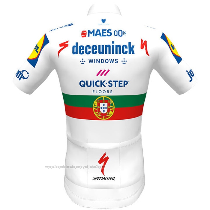 2021 Maillot Cyclisme Deceuninck Quick Step Blanc Manches Courtes et Cuissard
